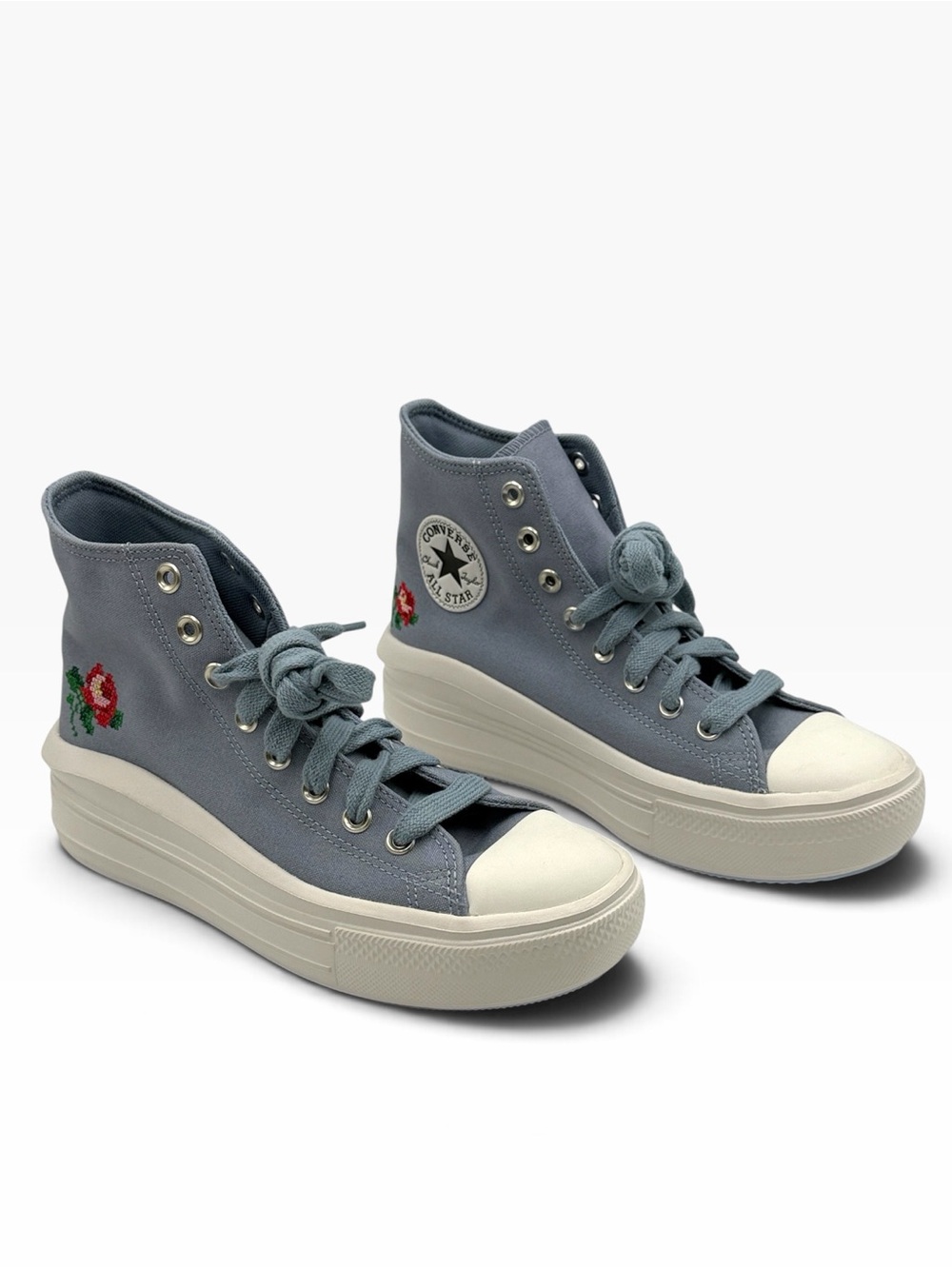 Converse Chuck Taylor All Star Move Platform High 'Cross Stitch Roses' Size 9.5